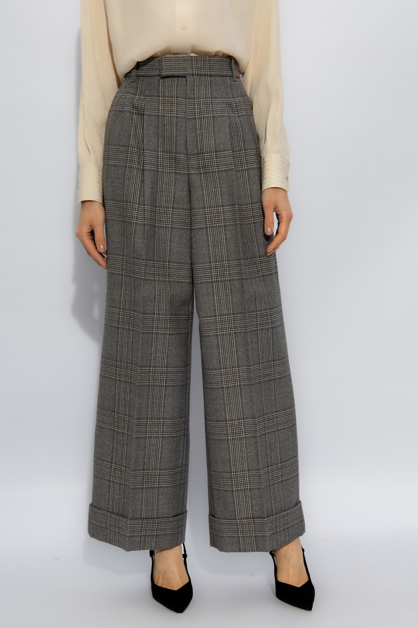 パンツ GUCCI ARCHIVE GRAY WOOL SLACKS Grey Wool pleat-front trousers Gucci - Vitkac France